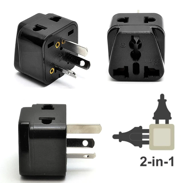 Adaptateur de prise électrique 2-en-1, prise universelle pour US/EU/UK  AC100 ~ 250V