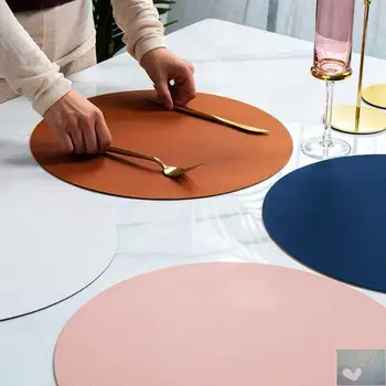 

Insulation Oilproof Leather Placemat Western Food Mat Dining Tableware Table Mat Pads Bowl Cup Coaster Kitchen Accessorie