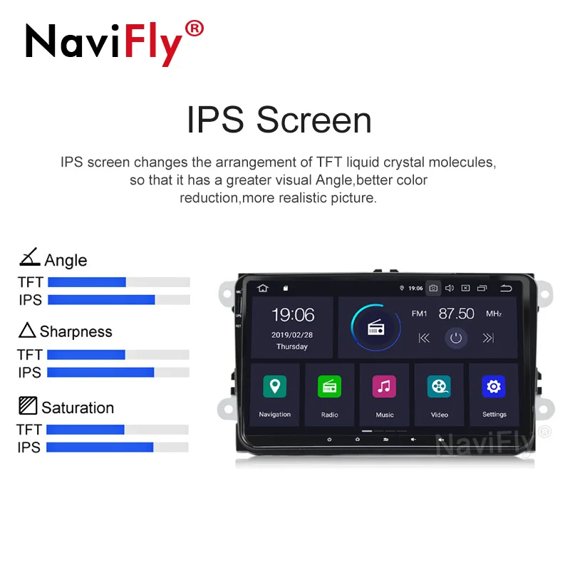Clearance NaviFly 9" Android 9.0 Car radio gps for VW Volkswagen Golf 5 6 Polo Passat Tiguan Jetta EOS Sharan Amarok IPS DSP USB SD RDS BT 1