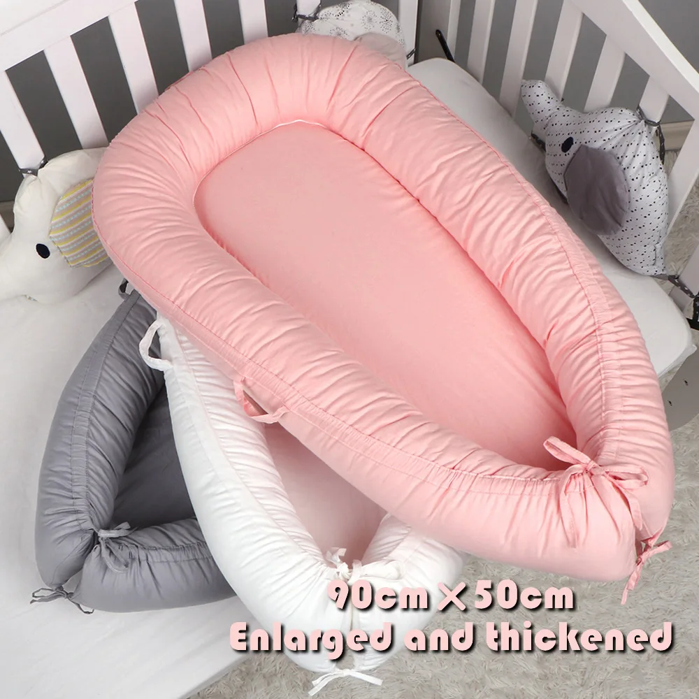 90*50cm Portable Baby Nest Bed Washable Travel Crib Newborn Babynest Infant Cotton Cushion Cradle Bumper Bassinet | Мать и ребенок