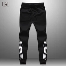 Новинка спортивный костюм днища мужчины повседневные брюки хлопчатобумажные спортивные штаны мужские бегунов полосатые штаны спортивные залы одежда плюс размер 5XL