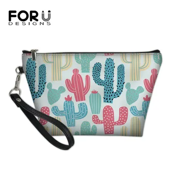 

FORUDESIGNS Cute Cactus Printing Summer Ladies Travel Organizer Cosmetic Bags Female Portable Small Beauty Makeup Box