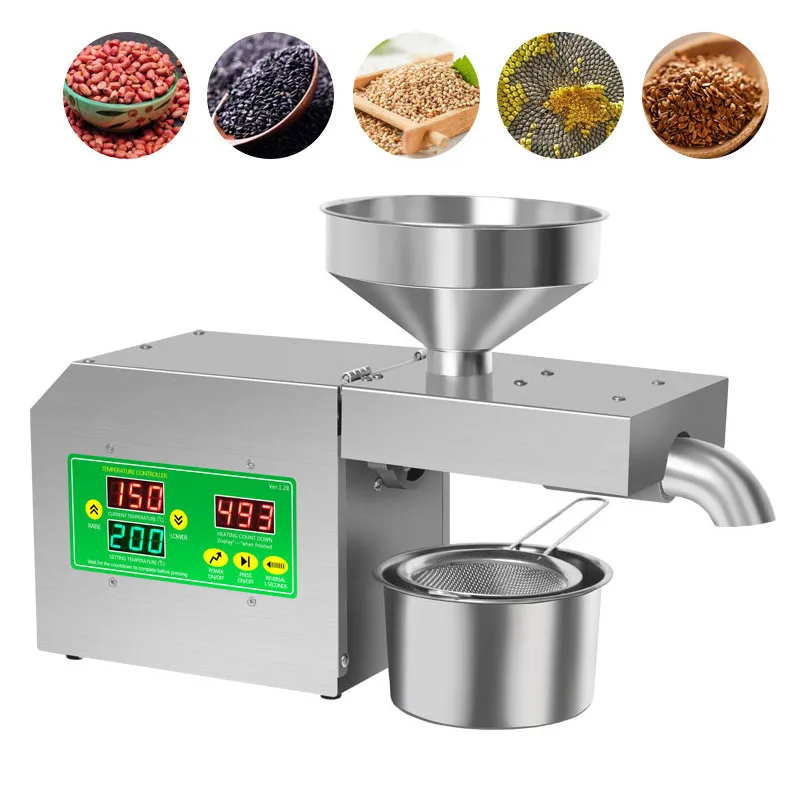 R3S Stainless Steel Oil Press Home Oil Presser Extractor Flaxseed Peanut  Sesame Olive Kernel Oil Press Cold Press