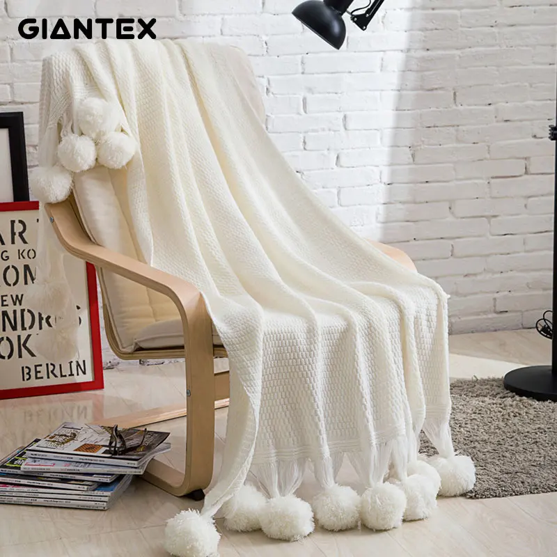 GIANTEX шерстяной шар вязаный плед зима нордический пледы одеяло для кровати покрывало на кровать диван manta mantas de cama koc deken