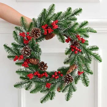 

Artificial Christmas Wreath 12/15inch Large Pine Cone Wreath for Festival Celebration Front Door Wall Window Party Decoration