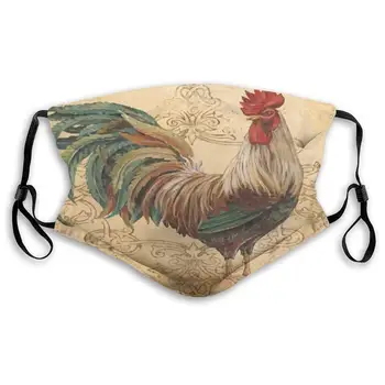 

Retro Rooster Tapestry Face Masks With Replaceable Filter Mouth Mask Muffle Mask Breathable And Comfortable Mouth Cover Mask For