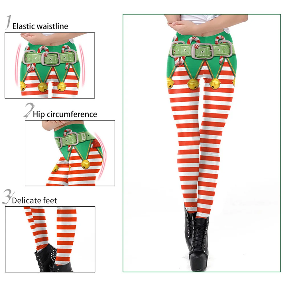 Christmas Print Leggings 3D Yoga Pants Sports Gym Elastic Pants Pregnant Women