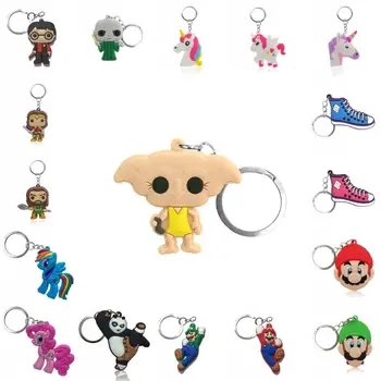 

1PCS PVC Cartoon Key Chain Mini Anime Figure Key Ring Kids Toy Pendant Keychain Key Holder Fashion Trinkets