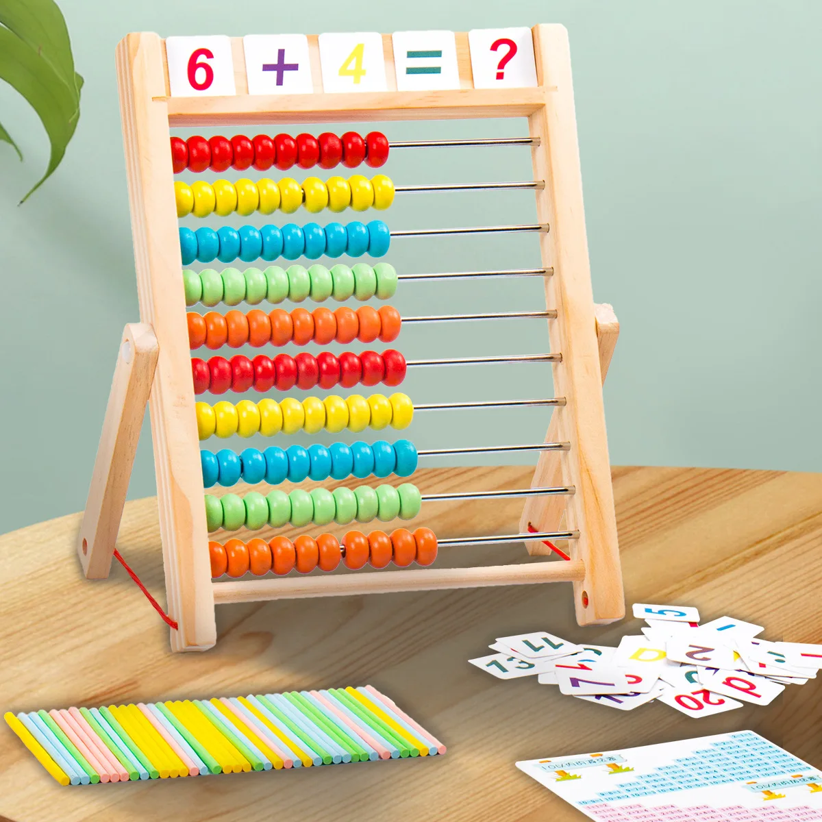 

CHILDREN'S Toy Wooden Beads Rack Counting Sticks Logs Calculation Frame Children Kindergarten Educational Early Childhood Toy