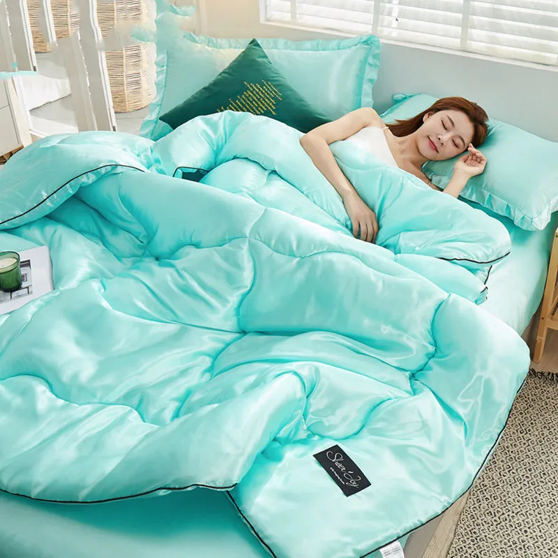 Washable summer ice silk air conditioning thin quilt adult kids home textiles queen king size