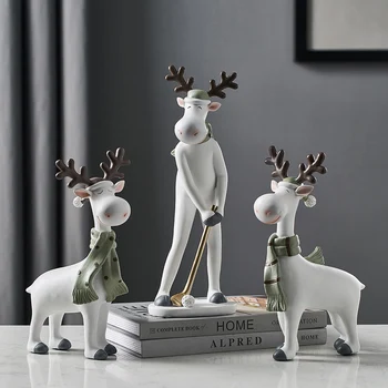 

Sport Deer Desktop Decoration Resin Cute Animal Model Nordic Home Decoration Accessories Living Room Bedroom Decoration Gifts