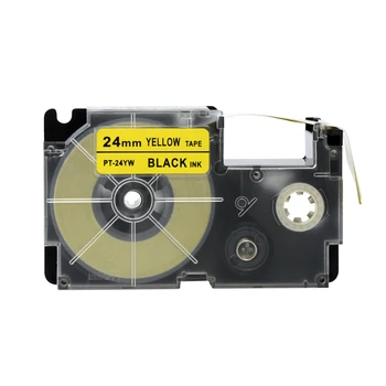 

24mm Black on Yellow XR-24YW/PT-24YW Label Tapes Ribbon For EZ label printer