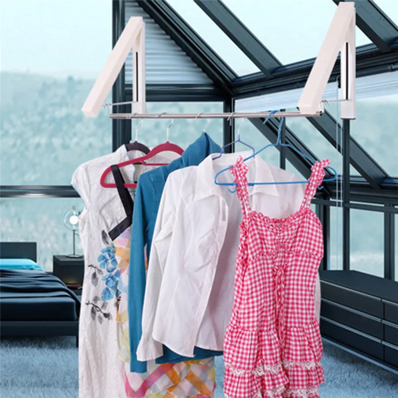 

Home Wall Hanging Hanger Bathroom Small Retractable Hanger Balcony Hidden Drying Rack Free Punch Towel Clothes Drying Rack