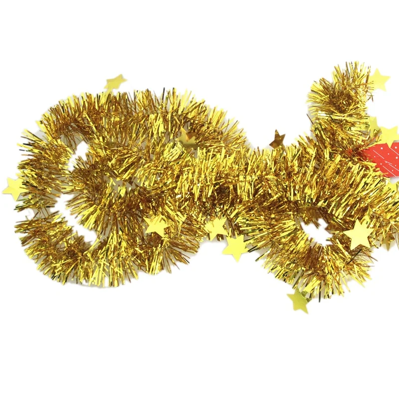 Promotion! Gold Tinsel Garland Star Ribbon for Christmas Tree Decorations Wedding Birthday Party Supplies 10Pcs | Дом и сад