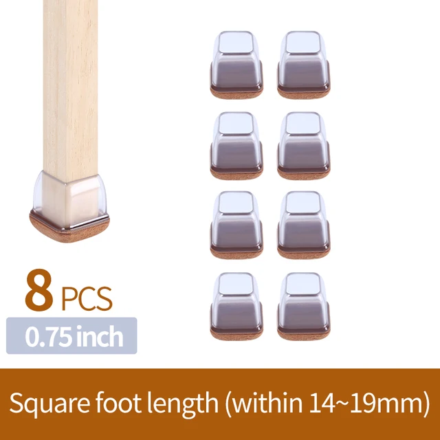 Upgraded Chair Leg Protector Covers Pads For Hardwood Furniture Floor Protectors Caps Sock Round Square Feet Protection Non Slip Rectangle 14-19mm