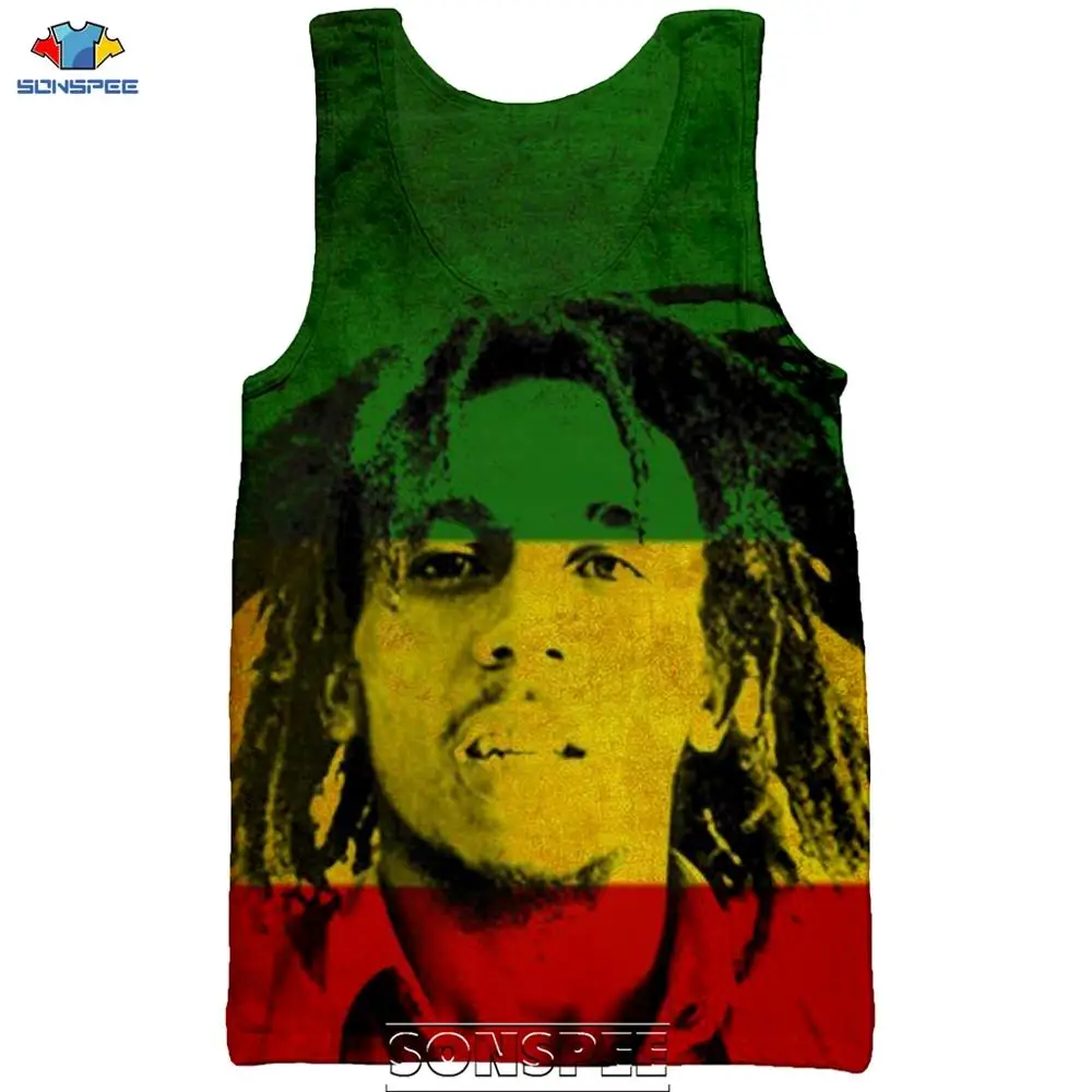 

SONSPEE 2020 New Arrive 3D Print Summer Men's Tank Tops Bob Marley Casual Hip Hop Fitness Vest Men Vintage Sleeveless Shirt