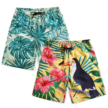 

Men's Beach Pants Summer Tropical Leaves Printed Beach Pants Fat Casual Home Large Cross-Border Quick-Drying Pants Tide