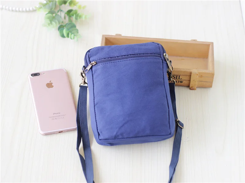 2022 New Girls Canvas Messenger Bag Women Small Mobile Phone Bag Simple Casual Female Shoulder Bag