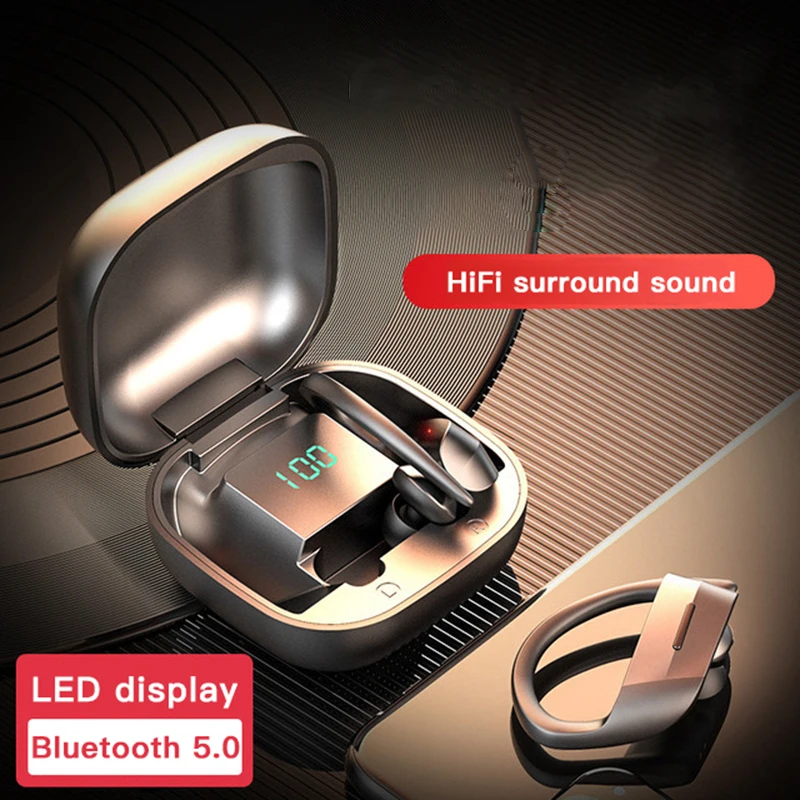 Acespower Waterproof Sports TWS Ear Hook Bluetooth 5 0 Voice Assistant Earphones Android for IPhone Gym Wireless In ear Earbuds
