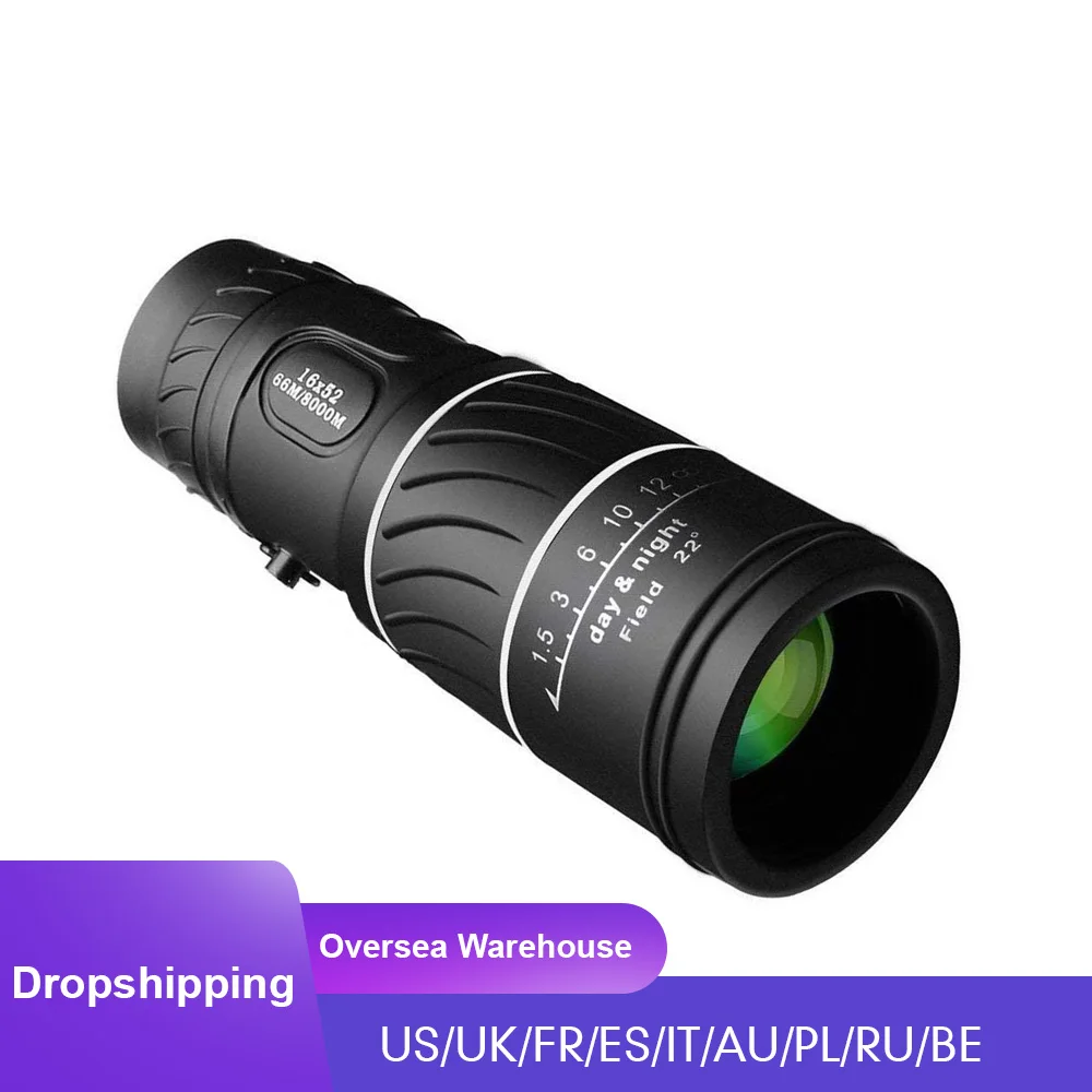 16 X 52 High Over Monocular Telescope Binoculars 66 / 8000M Plastic Binoculars Outdoor Sport Telescope HD Night Vision Telescope