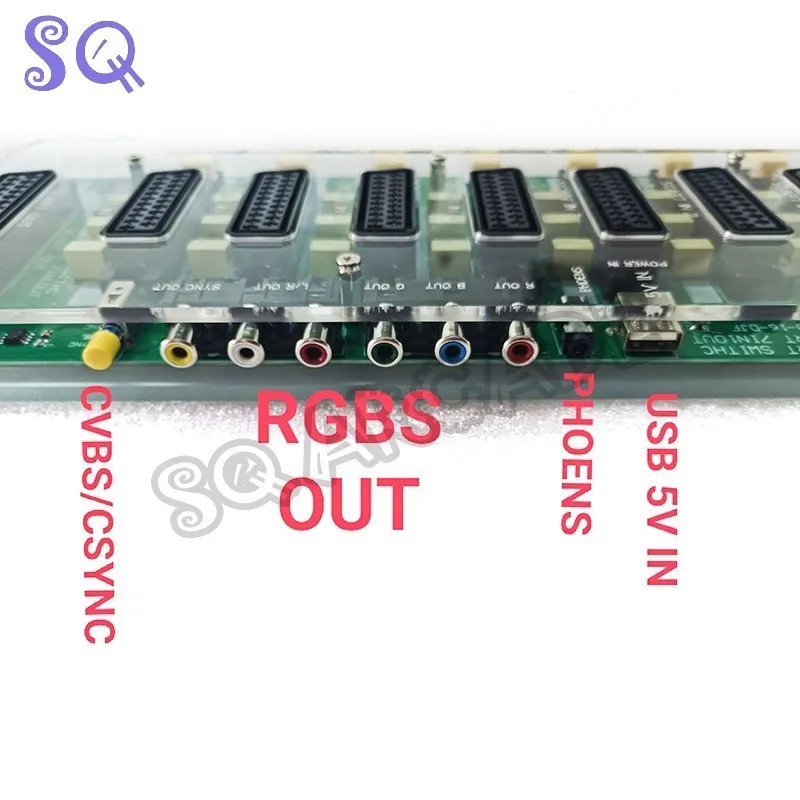 RGBS/SCART 유럽 새 수동 6 in 1 Out 분배기 아크릴 RGBS RCA SVHS AV TV 오디오 크로스오버 EUR 자동 스위처