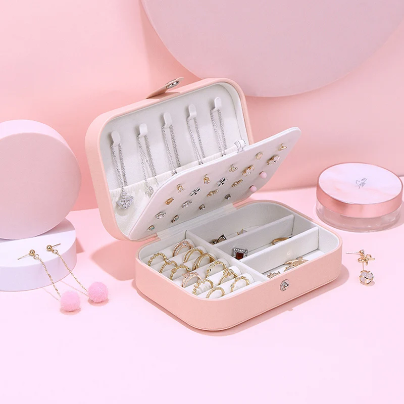 

Vintge Leather Girl Jewelry Organizer Carrying Case Creative Travel Storage Gift Case Portable Earring Personnaliz Display Boxes