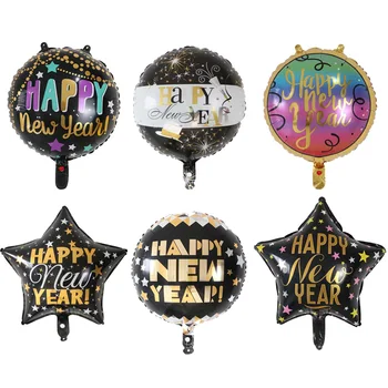

50pcs/lot 18inch Happy New Year foil balloon 2020 New Year party decoration supplies Merry Christmas Black Air Helium balloon
