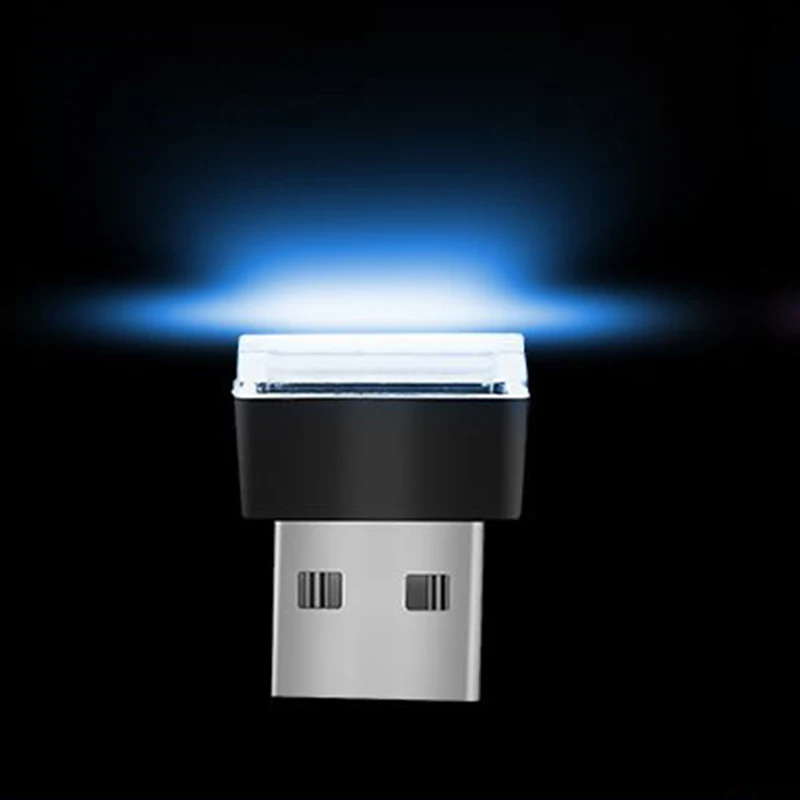 Синий Автомобильный мини USB светодиодный декоративный светильник для интерьера fiat 500 stilo ducato palio bravo doblo grande punto linea freemont panda Strada - Цвет: Синий