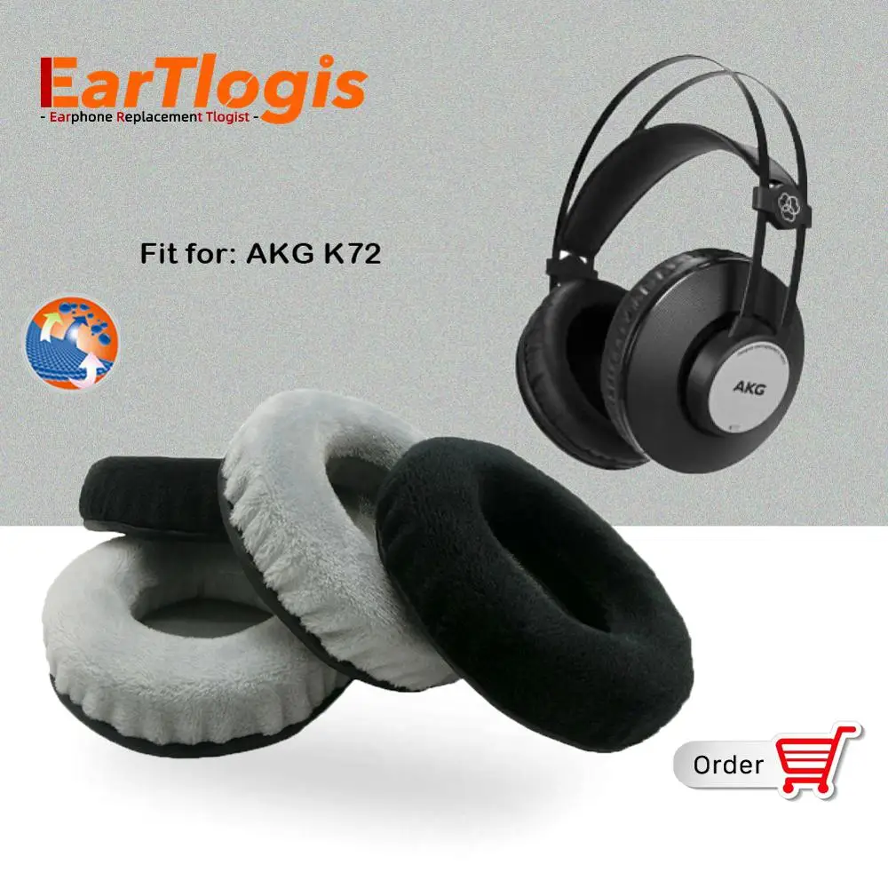 EarTlogis бархат Замена амбушюры для AKG K72 K-72 гарнитура Запчасти наушник крышка