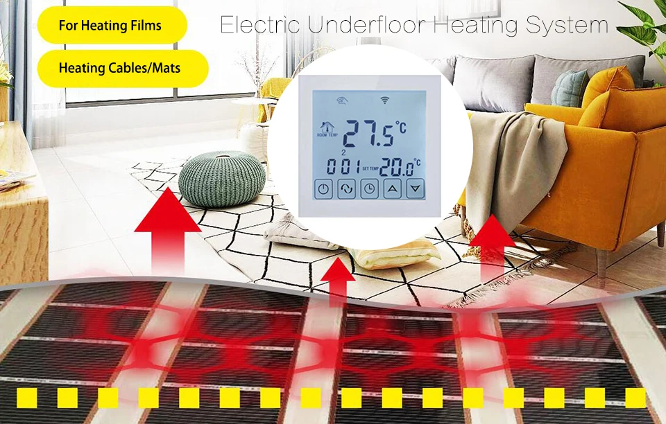 Beok wifi термостат умный регулятор температуры электрический подогрев пола 16A работает с Google Home Alexa
