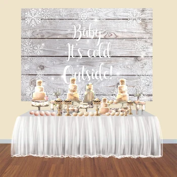 

Snowflake Baby Shower Backdrop Winter Wonderland Photography Background Vinyl wood wall poster Xmas party decoration photo booth