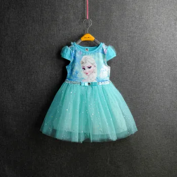 

Girl Dresses Baby Kid Clothes Princess Anna Elsa Dress Snow Queen Cosplay Costume Party Children Clothing Short sleeve dress Sum