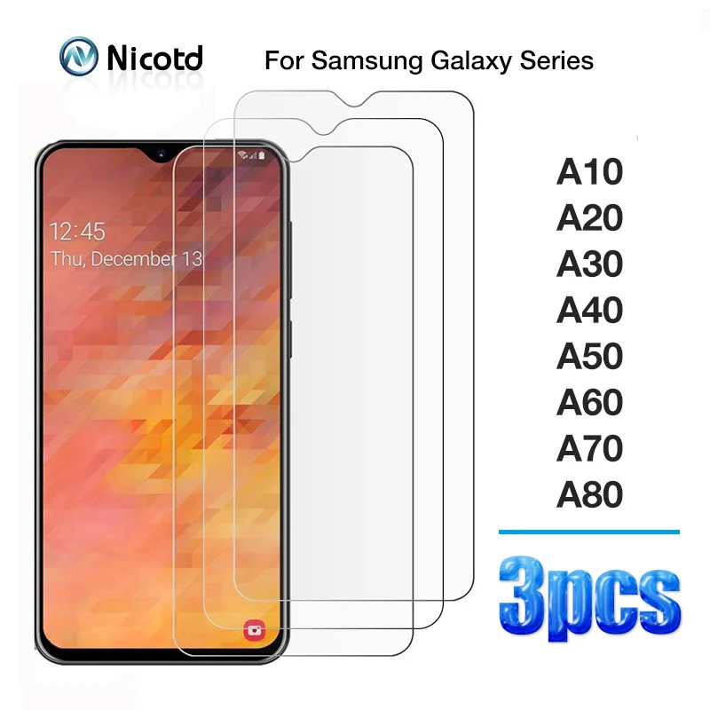 

3 PCS 9H Tempered Glass for Samsung Galaxy A50 A30 A20 A10 A40 Screen Protector For SAM Galaxy A51 A71 A01 A70 A80 s10e Glass