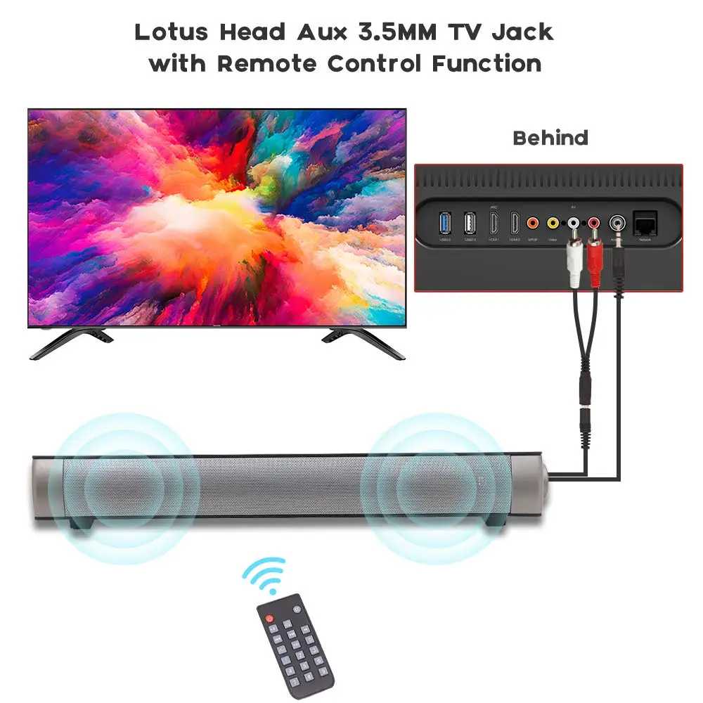 

HYASIA Soundbar TV Sound bar Speaker Mini 3D Surround Sound Home Theater with Remote Control Dual Connection Methods for TV PC