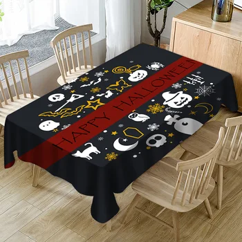 

Waterproof Tablecloth Psychedelic Halloween Table Cloth Pumpkin Lantern Ghost Bat Halloween Decorations For Home Table Cover