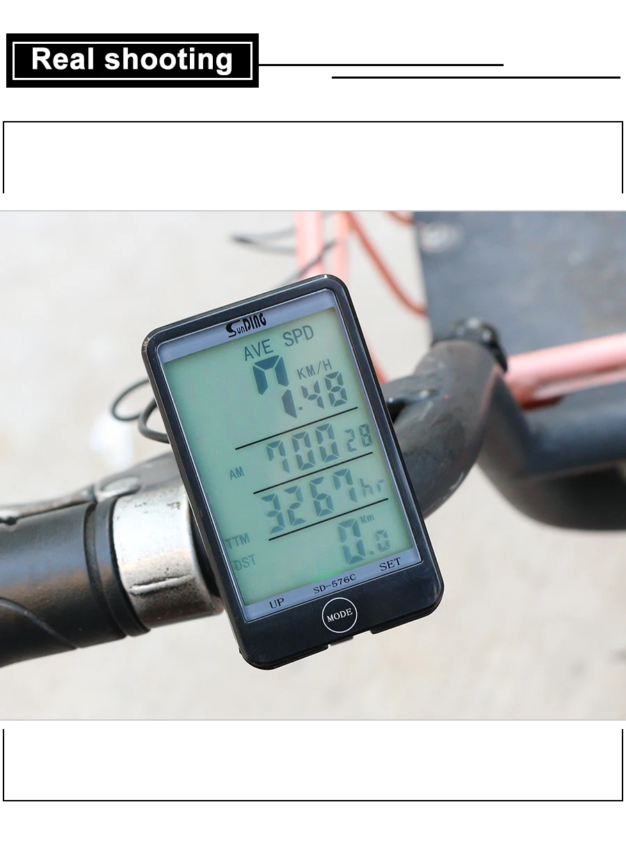 SUNDING MTB Bike Wired Speedometer Cycling Bicycle Digital LCD Computer L&6 