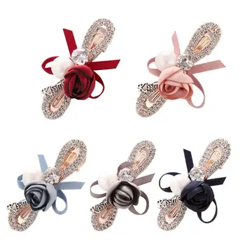 

Fashion Fashion Girls Hair Accessories Bangs Clips Three-dimensional Flower Rhinestone Side Clip Artificial Pearl Bow-knot
