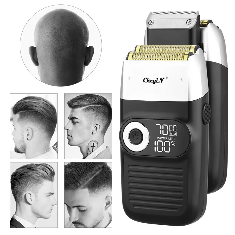 2 In 1 elektrikli tıraş makinesi kel kafalı sakal düzeltici pistonlu e n e n e n e n e n e n e n e n e n e bıçak tıraş Lcd ekran jilet 3 hız ayarlanabilir sakal erkekler