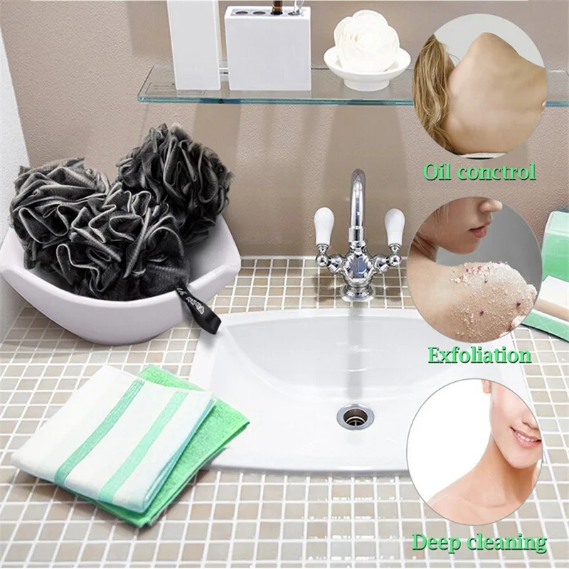 Soft Shower Loofah Bath Ball Sponge Extra Large Mesh Pouf Home Exfoliating Rich Bubbles Body Wash Scrubber Ball Bath Newest