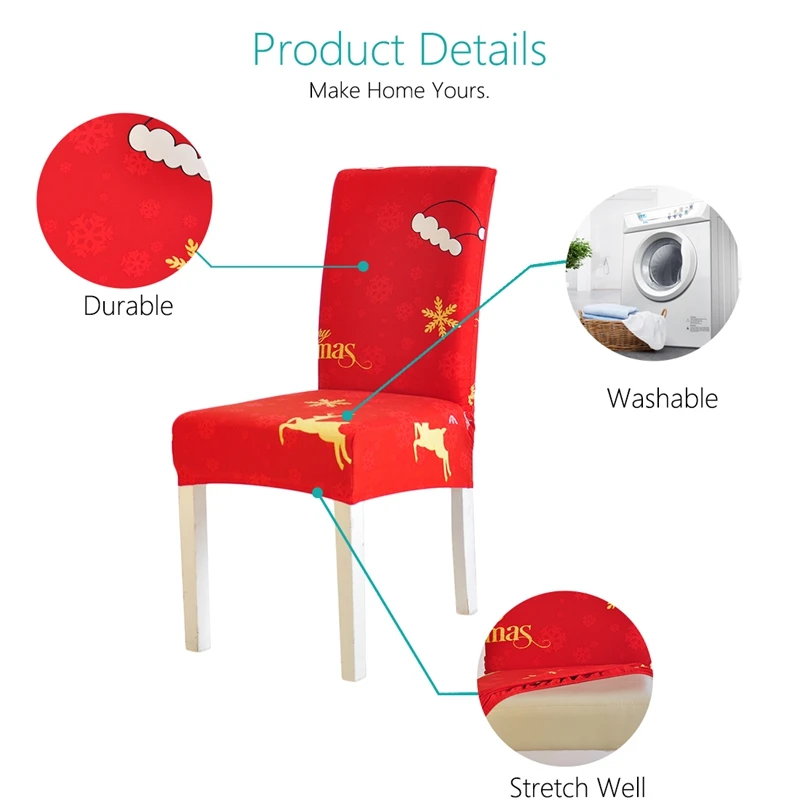 Чехол для стула «Рождество» украшения для дома спандекс анти-грязь эластичный Чехол для стула для столовой Декор мебель защита 1 шт