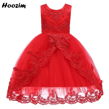 

Formal Floral Tulle Red Carpet Pageant Party Ball Gown Dresses Girls 4-15 Age New Rhinestone Fluffy Wedding And Night Dress Teen