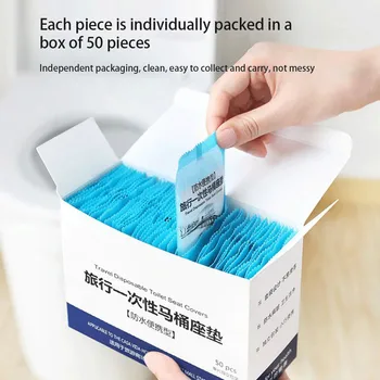 

50pcs Bathroom Disposable Toilet Seat Cover Cushion Anti-Bacterial Healthy Mat Waterproof Public Toilet Paper Pad Accessories