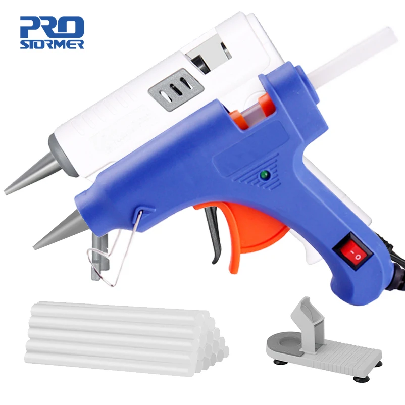 PROSTORMER-Herramienta de reparación de calentador de alta temperatura de Pistola de Pegamento Caliente y 20W, minipistola de soporte caliente, palo de pegamento de 7mm, Base opcional