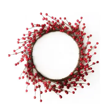 

Artificial Flowers Red Berries Wreath Spring Wreath Outdoor for Christmas Front Door Wall Window Party Wedding Décor