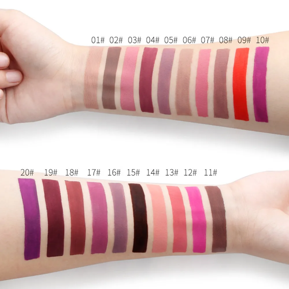 Qibest Double Head Matte Lip Gloss Lip Tint Liner Waterproof Nude Makeup Lipgloss Lasting Matt Purple Red Brown Liquid Lipstick
