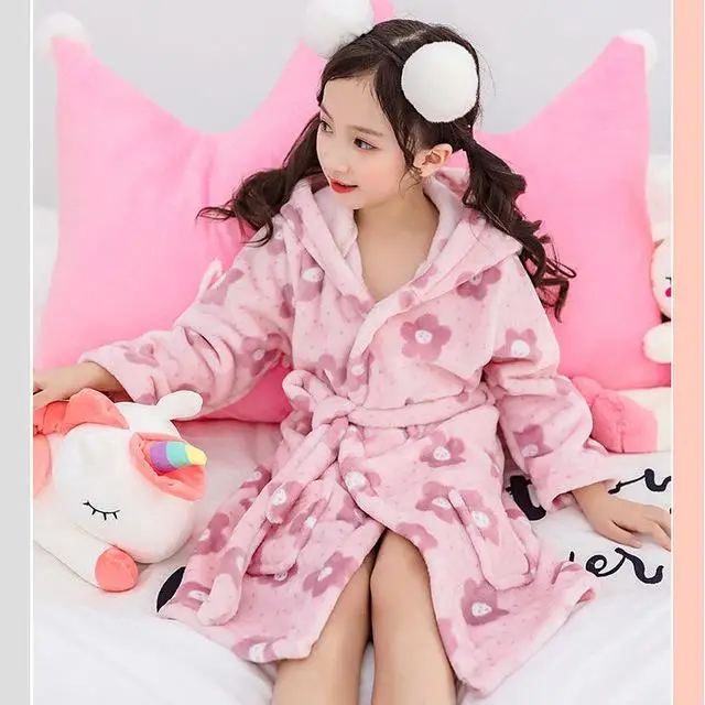 Robes 5 Банный халат для девочек высококачественные фланелевые халаты с капюшоном очень мягкая одежда для сна для девочек-подростков, пижамы для школы одежда для мальчиков - Цвет: Robes 5