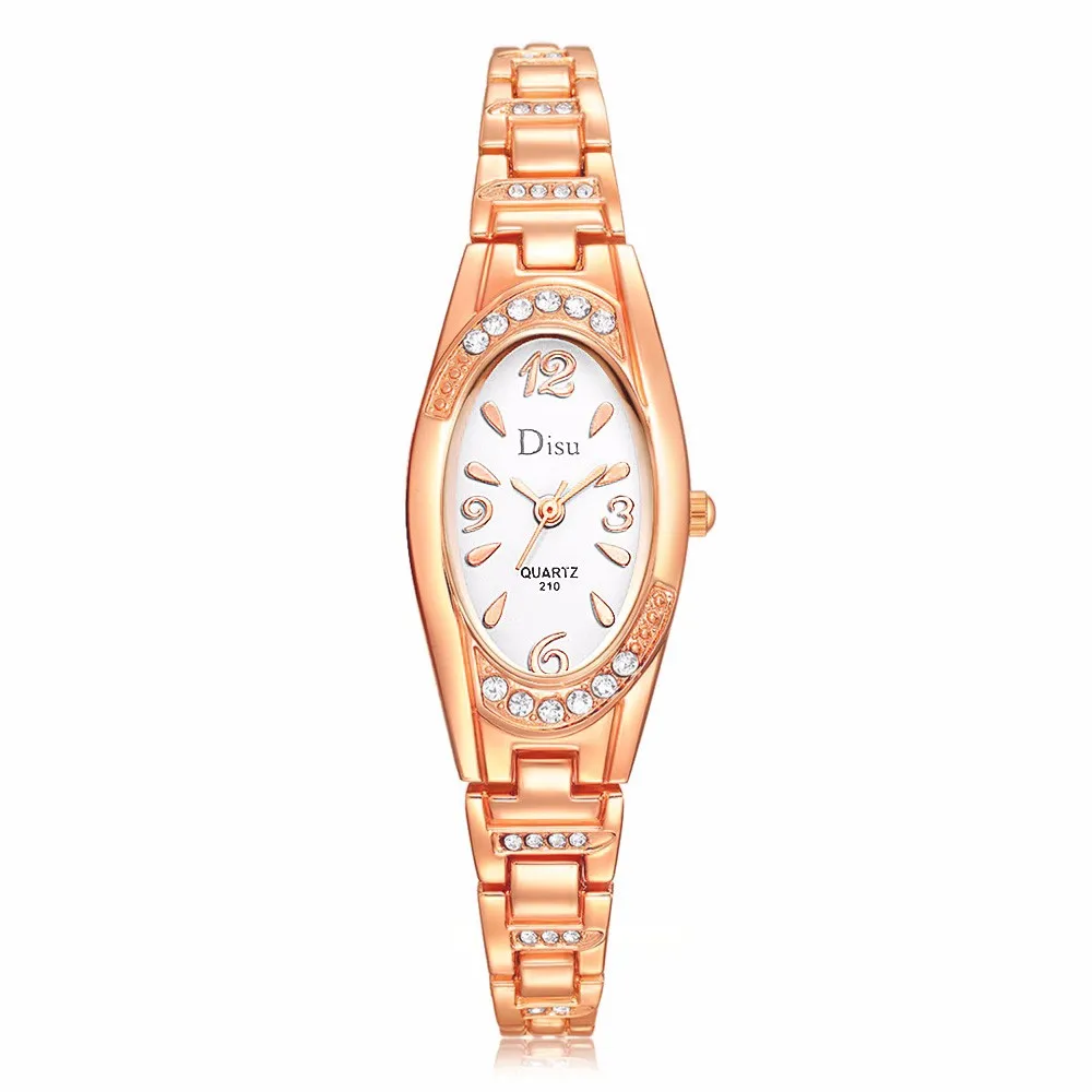 Овальной формы, что стрелки маленького циферблата часы для Для женщин элегантные Стразы Часы-браслет с бриллиантами платье кварцевые наручные часы Relogio feminino