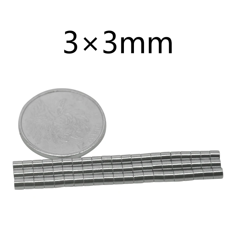 

150/500 pcs 3x3 mm Neodymium Magnet Rare Earth small Strong Round permanent fridge Electromagnet NdFeB nickle magnetic disc 3*3