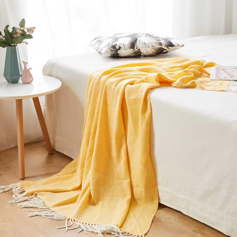 Ручное вязание пледы одеяло волна елочка подвеска с бахромой одеяло s для уютного дивана покрывало Сиеста офисные Декоративные Постельные Принадлежности
