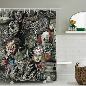 

The evil clown polyester printed bathroom shower curtain waterproof and mildew comes with 12 hooks 4 sizes optional